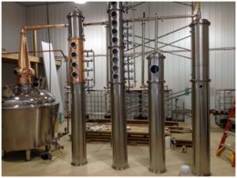 Interior view showing distillation equipment