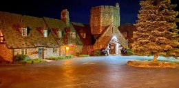 Exterior view of the Scottish Revival clubhouse