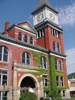 Exterior view of building with clock tower